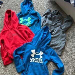 Under Armour Blue and Red Hoodies Athletic Sweatshirts